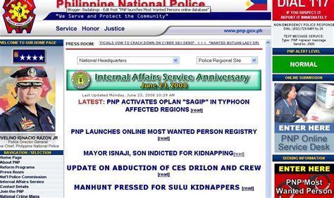 PNP launches online database for most wanted persons.